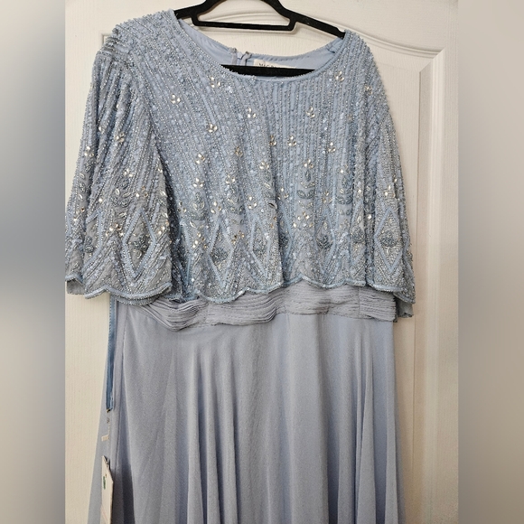 Mac Duggal Beaded Overlay A-Line Gown Powder Blue SZ 20 NWT 9181 $598 - Picture 4 of 15